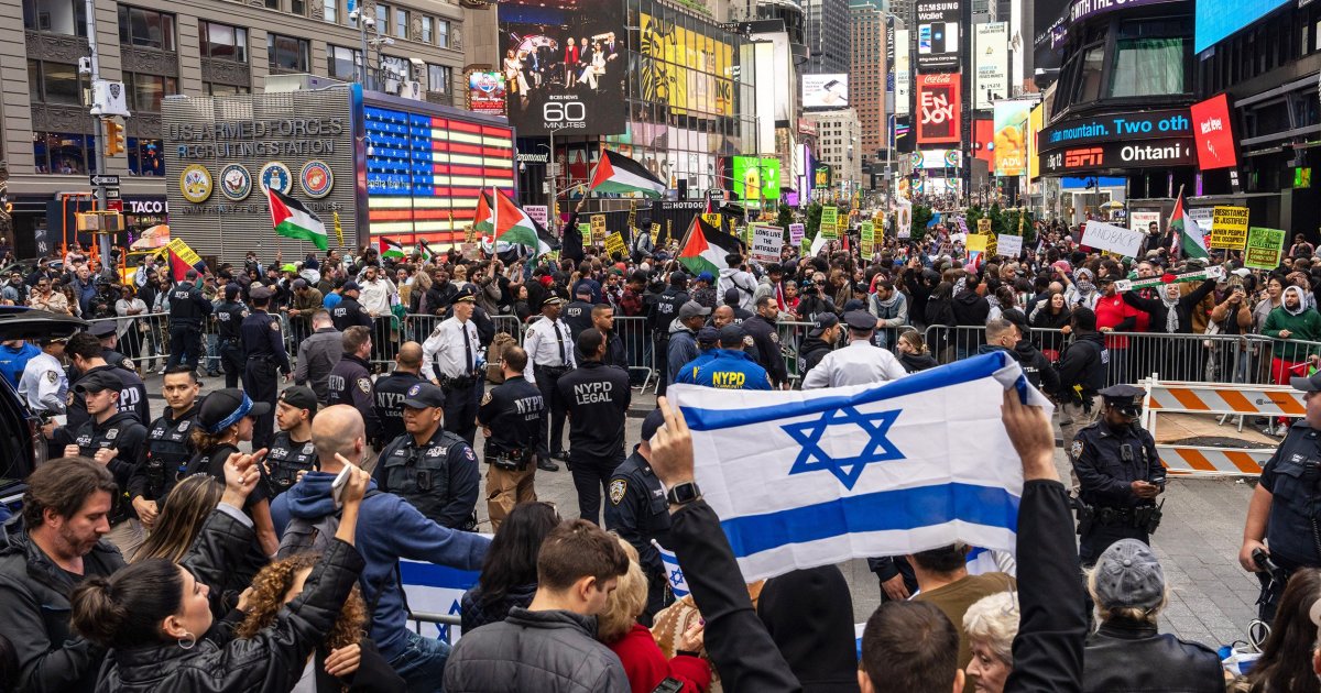 الان – شاهد: تدافع بين متظاهرين مؤيدين لفلسطين وآخرين مؤيدين لإسرائيل في نيويورك . جريدة البوكس نيوز